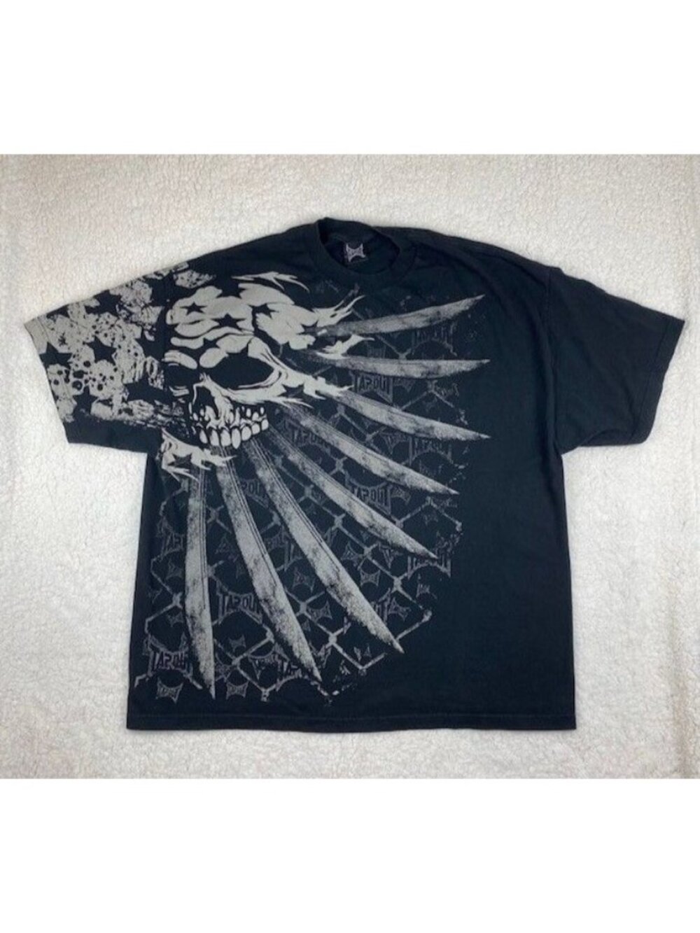 Vintage Tapout T Shirt Men's Size 3XL Black Skull MMA WWE Short Sleeve Shirt
